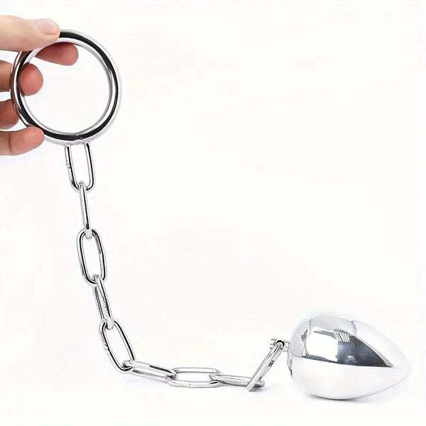 Metal Stainless Steel Chain Anus Plug Removable Chain Male Ring Set