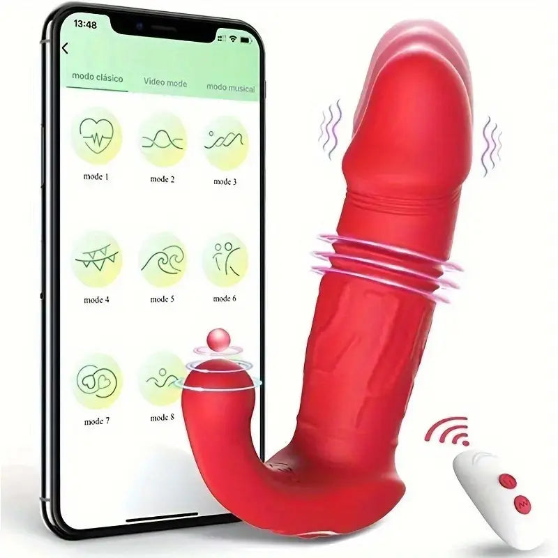 Automatic Retractable Vibrator APP Remote Control Masturbation Butt Plug