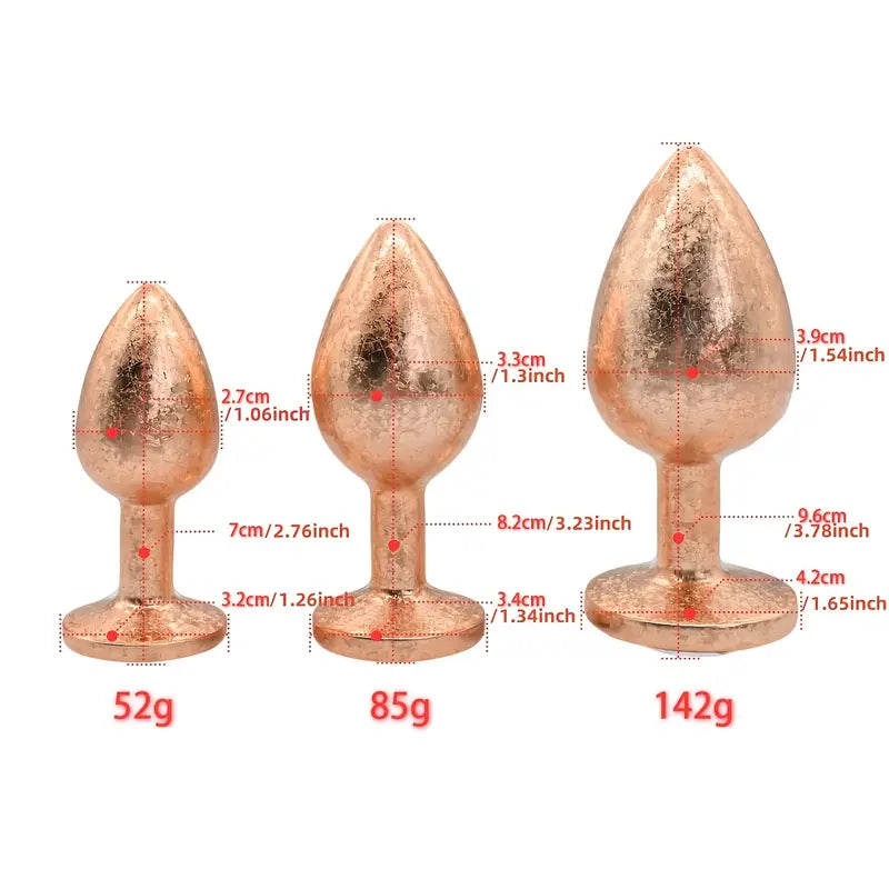 Golden Ice Flower Anal Plug Metal Butt Trainer With Jeweled Base