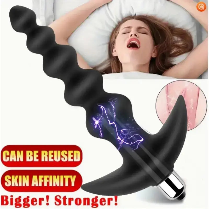 Butt Plug Flexible Silicone Graduated Design Vibrating Anal Beads