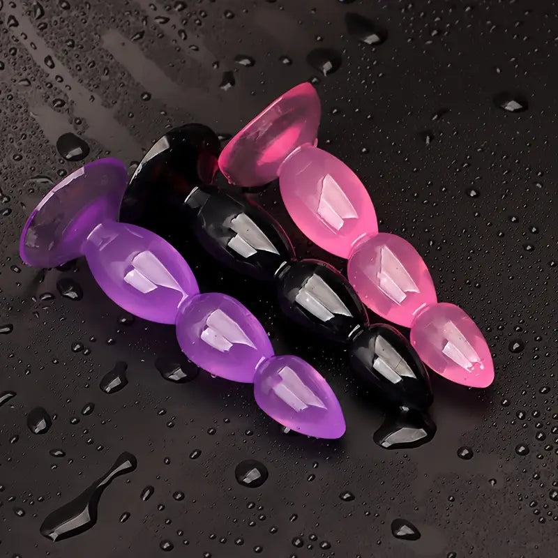 PVC Anal Plug Anal Dilation Device Wth Wavey Pearls Rear Tower Puller