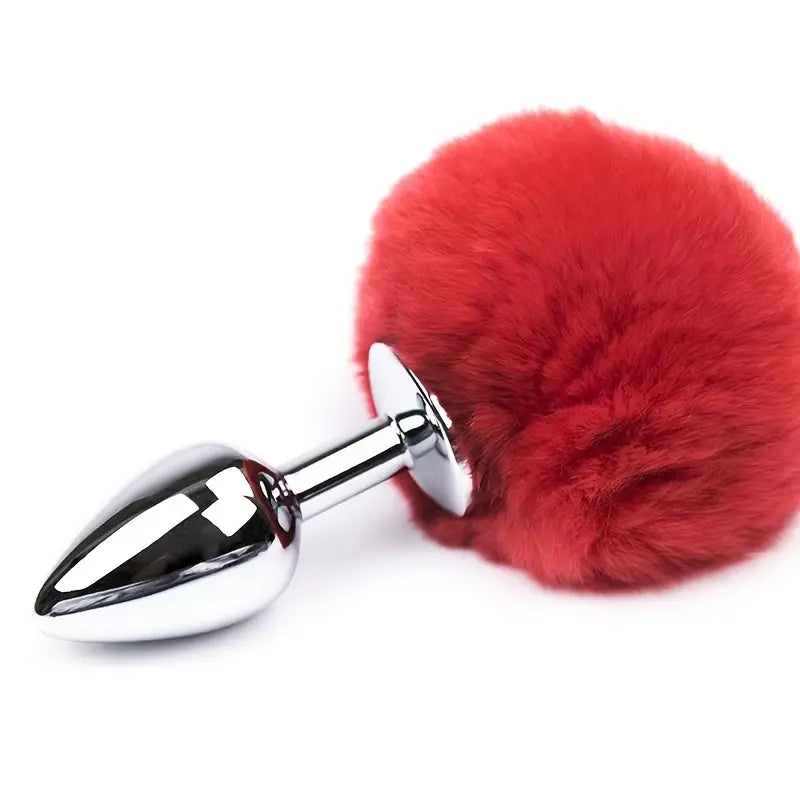 Rabbit Tail Metal Hairball Female Back Court Butt Plug Anal Sex Toy
