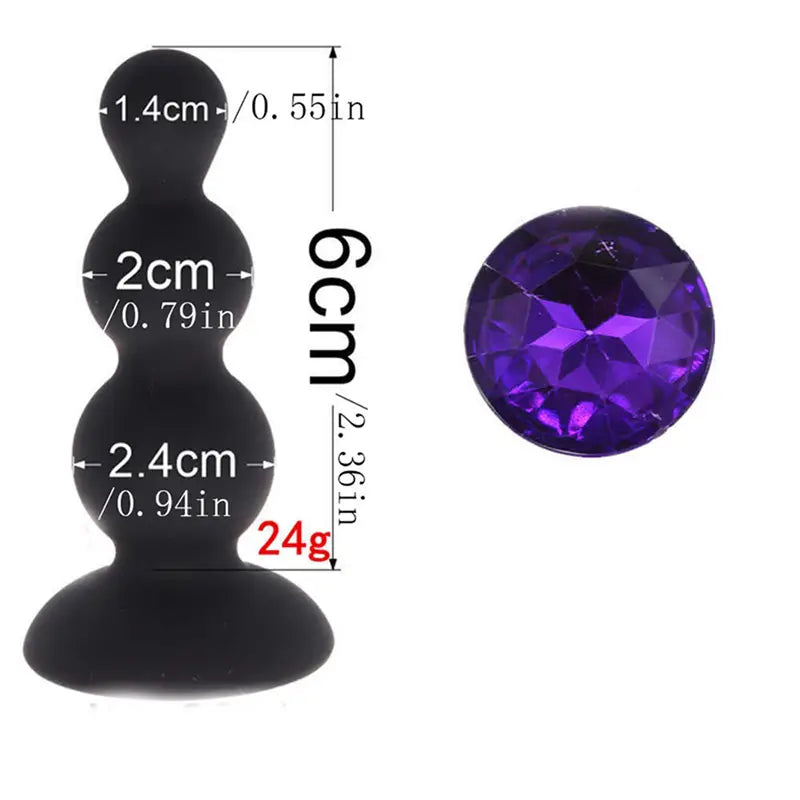 Pink Silicone Anal Plug With Gem Base Smooth Curved Design Butt Plug