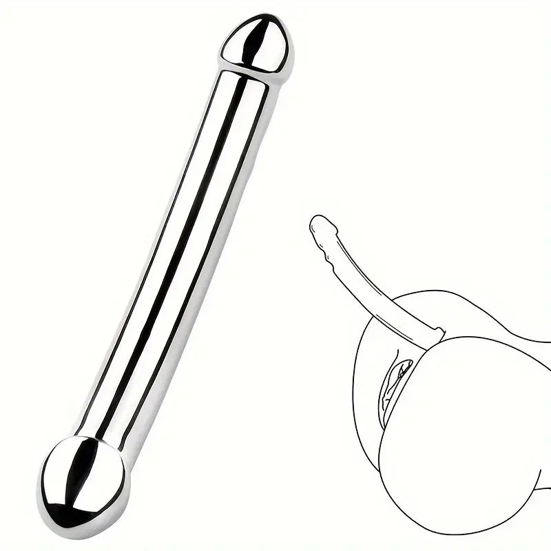 Metal Anal Butt Plug Double Head Dildo Realistic Penis G-spot Stimulator