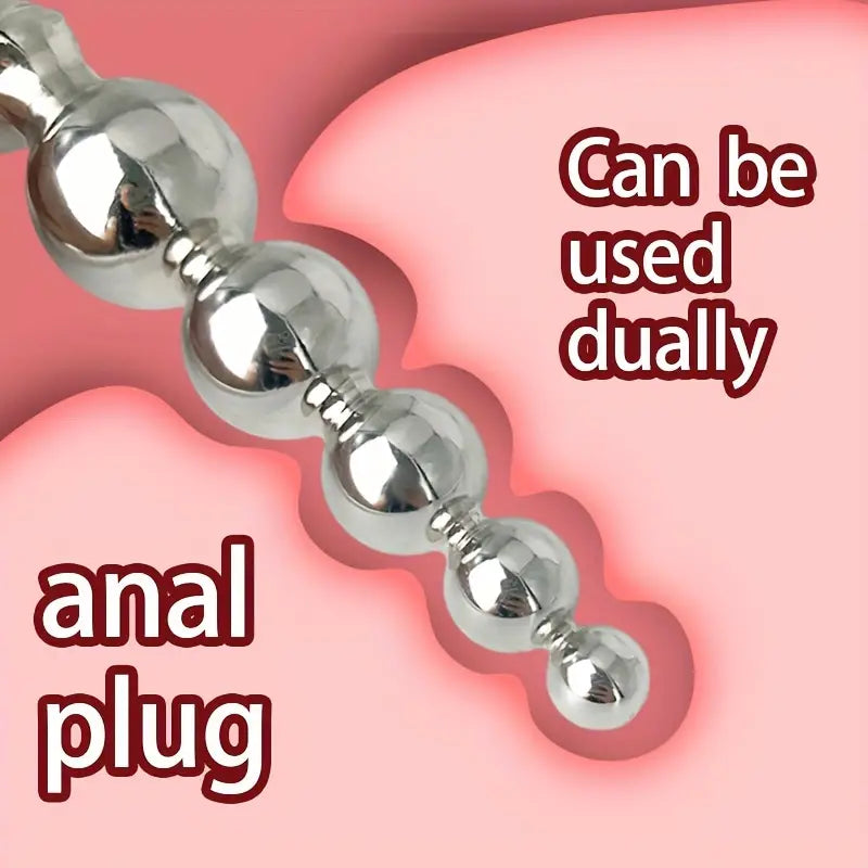 Sleek Metal Dual-Ended Anal Beads Plug Suitable For Both Men Women