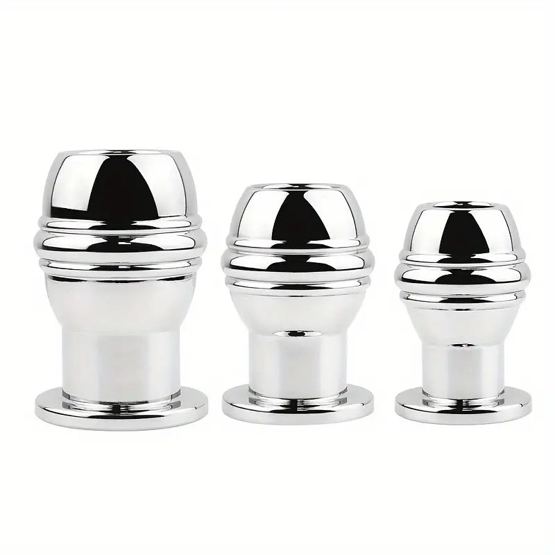 SM Stainless Steel Chastity Penis Ring Hollow Enema Anal Plug