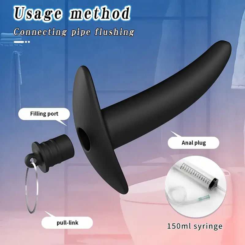 Silicone Hollow Water Filling Anal Plug Backyard Anal Dilator For Sex
