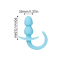 Soft Flexible Silicone Tail Anal Plug With Beads Blue Luminous Effect