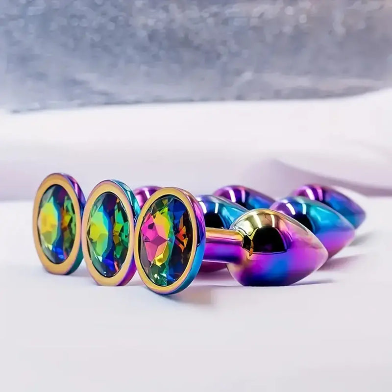 Colorful Anal Plug Three-in-One Pull Adult Sex Toy Metal Backyard