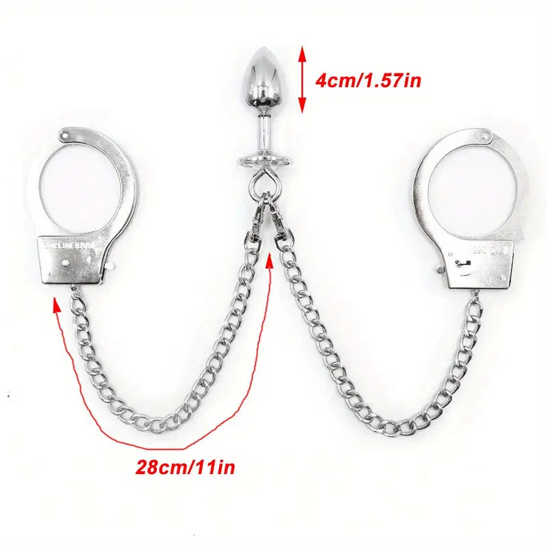 Handcuffs Anal Plug Butt BDSM Bondage Toy Anal Plug with Handcuffs