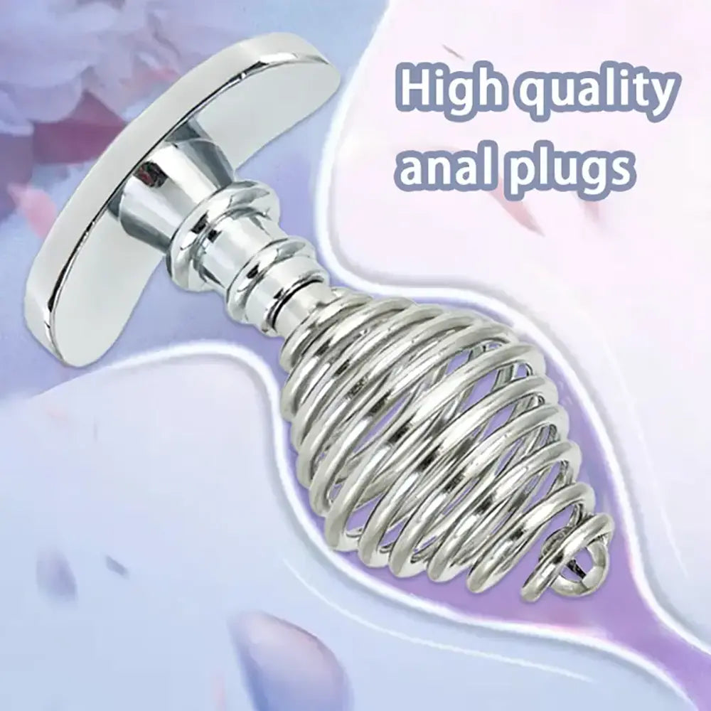 Stainless Steel Anal Plug Ribbed Stopper Design Hollow Metal Butt Plug Stainless Steel Anal Plug Ribbed Stopper Design Hollow Metal Butt Plug