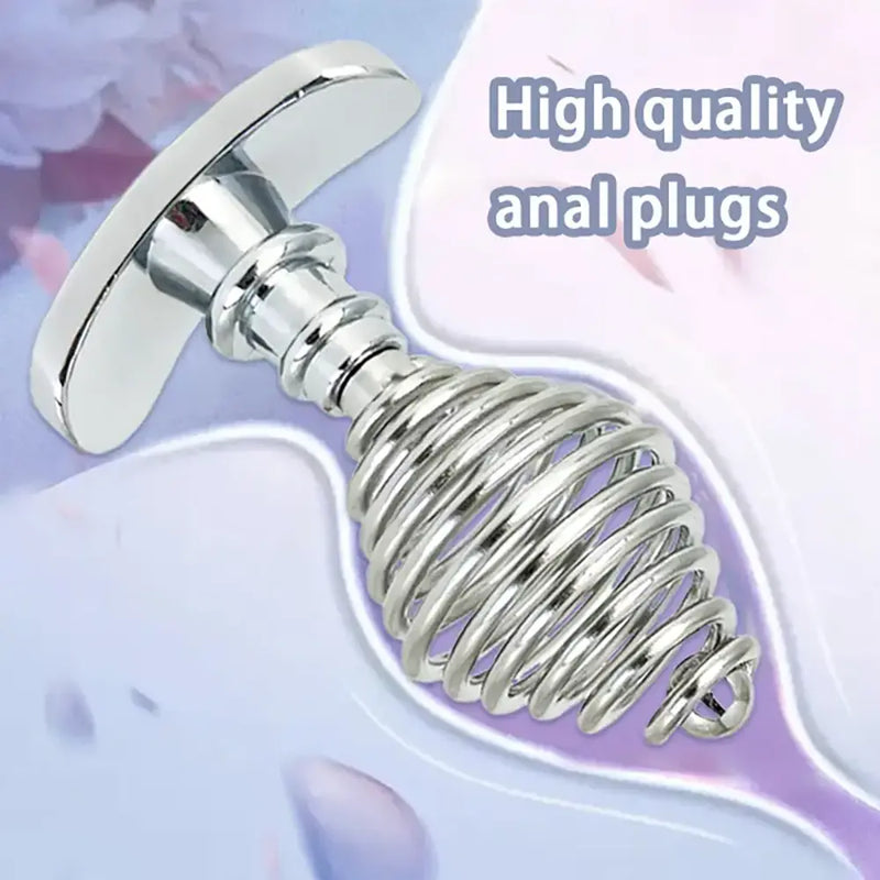 Stainless Steel Anal Plug Ribbed Stopper Design Hollow Metal Butt Plug