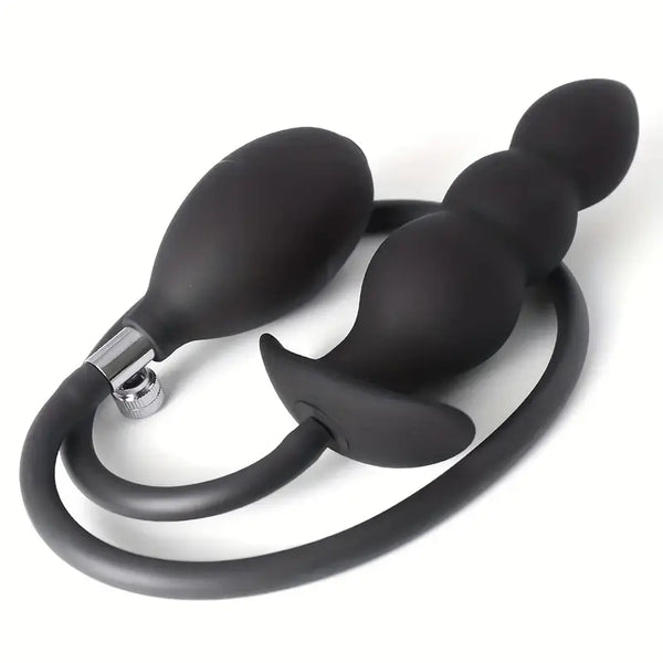 Manual Inflation Silicone Anal Plug Black Adult Toy Manual Expansion Toy