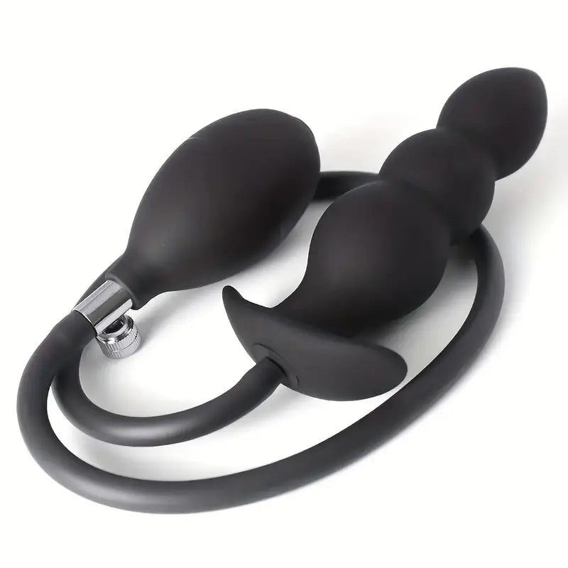 Manual Inflation Silicone Anal Plug Black Adult Toy Manual Expansion Toy
