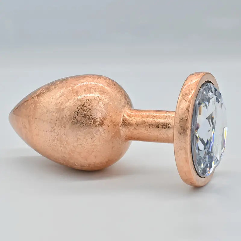 Golden Ice Flower Anal Plug Metal Butt Trainer With Jeweled Base