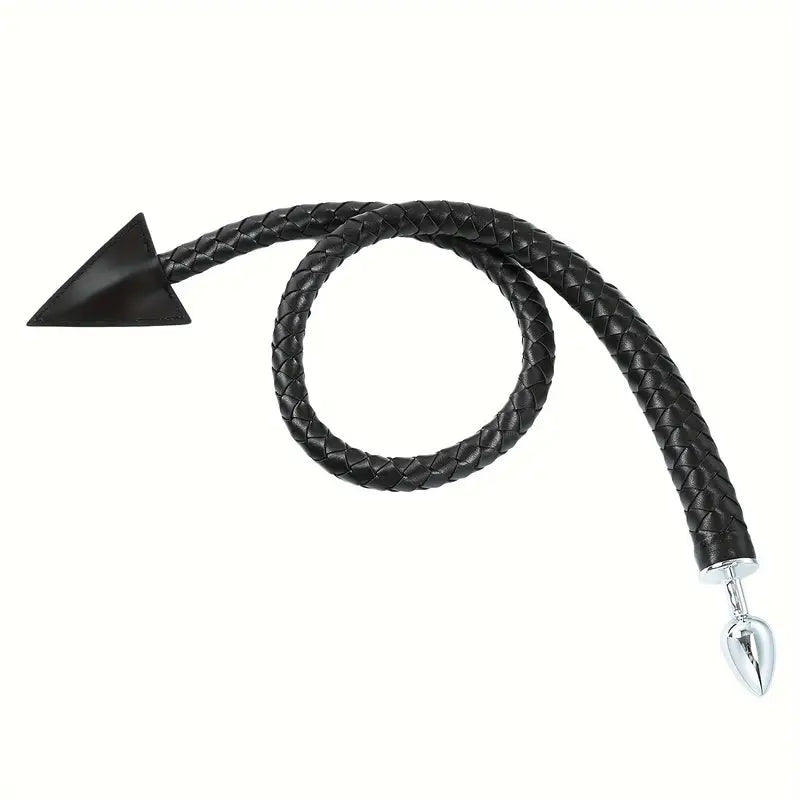 Alloy Anal Plug With Leather Whip Adult Sex Toy Erotic Butt Plug SM Flirting