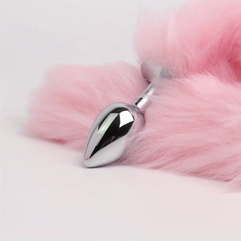 Fur Anal Fox Tail Metal Heads Butt Plug Adult Game Insert Stopper Set