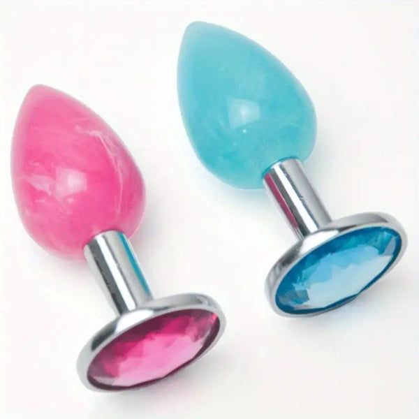 Colorful Water Diamond Metal Anal Plug For Couples For Foreplay Intimacy