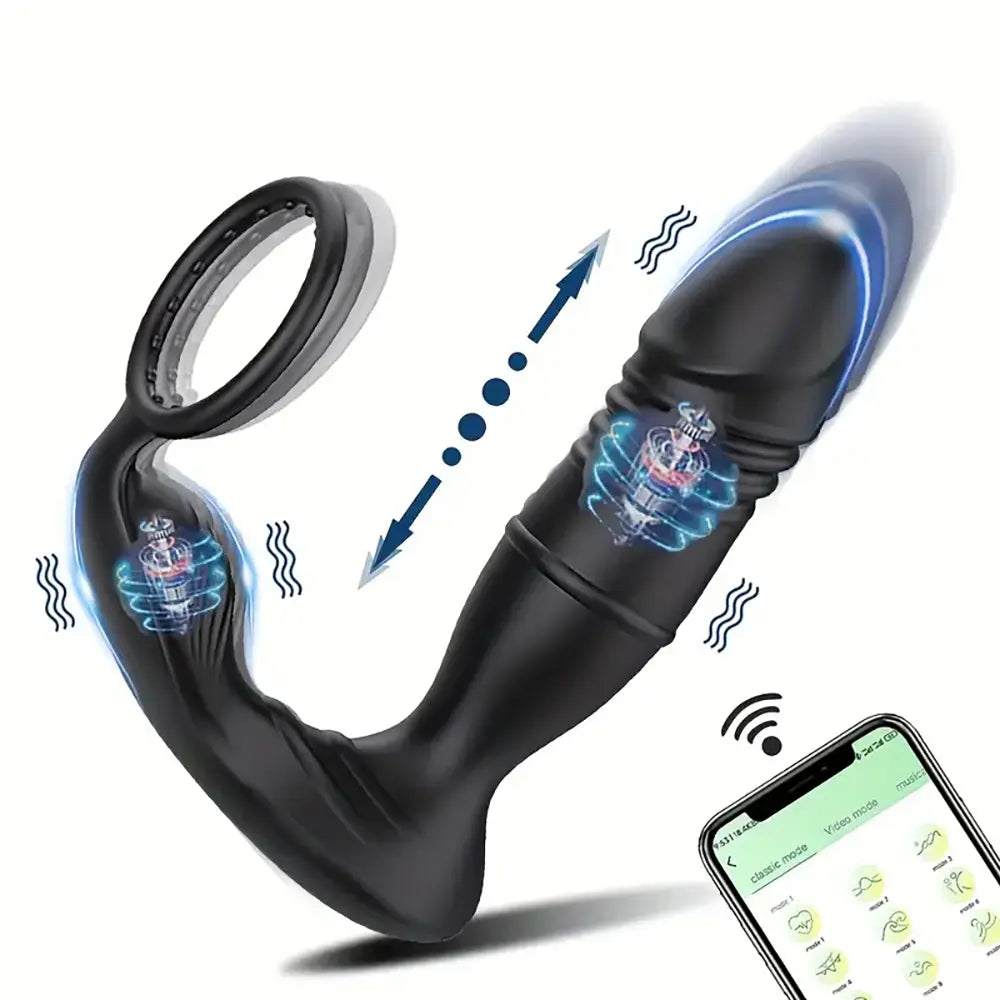 Electric Retractable Anal Plug With App Remote Control Prostate Massager