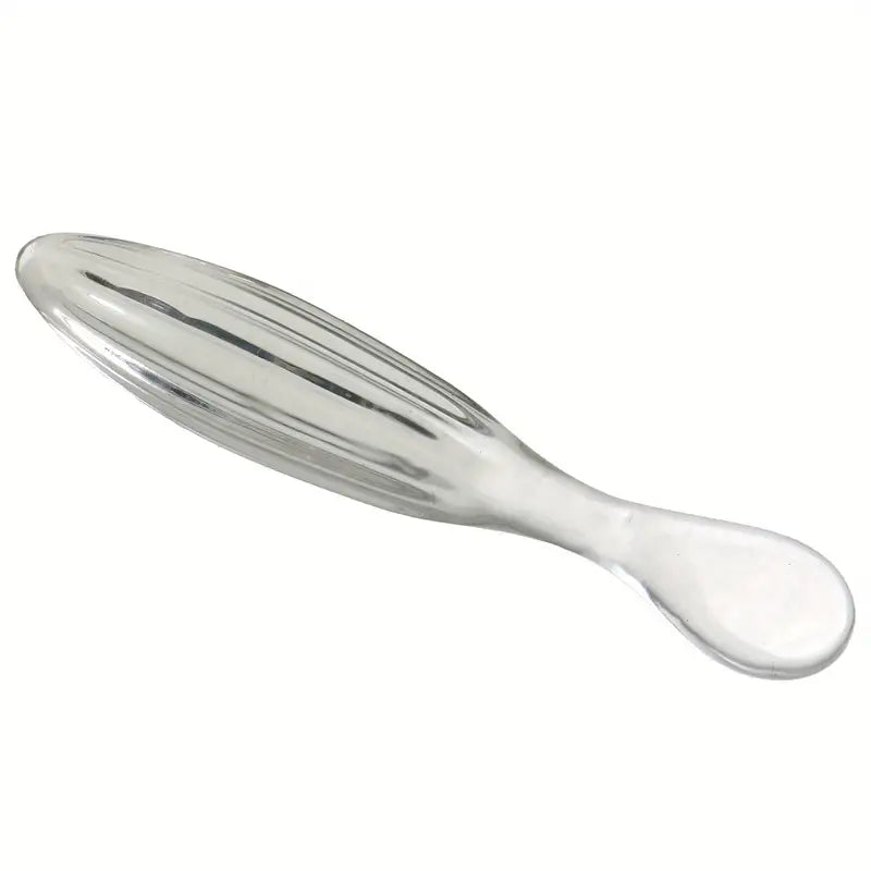 Ergonomic Handle Clear Glass Anal Plug G-Spot Massager With Ribbed Texture