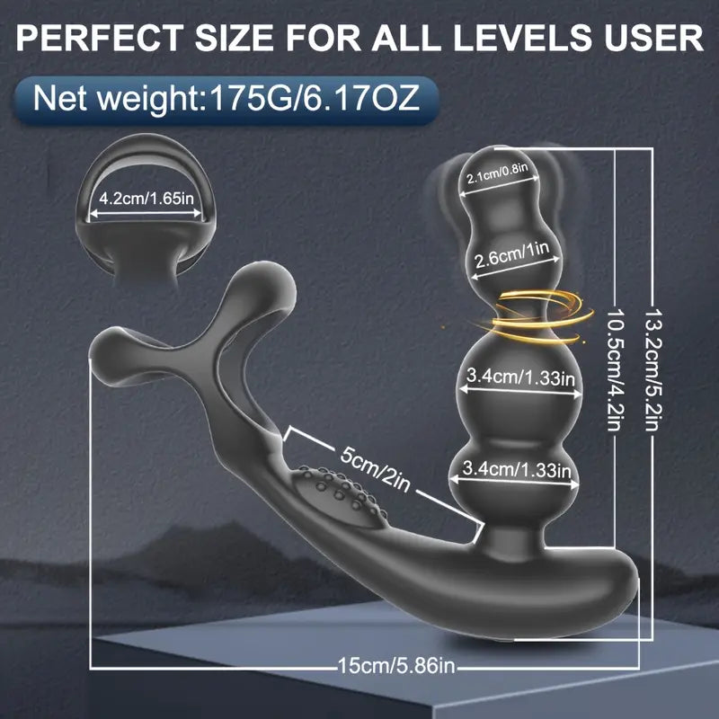 10 Vibration Modes 360° Rotation Thrusting Anal Vibrator with Remote Control