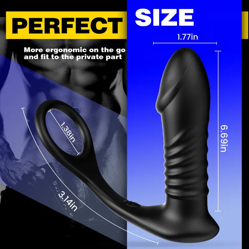 Thrusting Anal Vibrator 3*10 Vibrating&Telescopic Prostate Massager Dildo