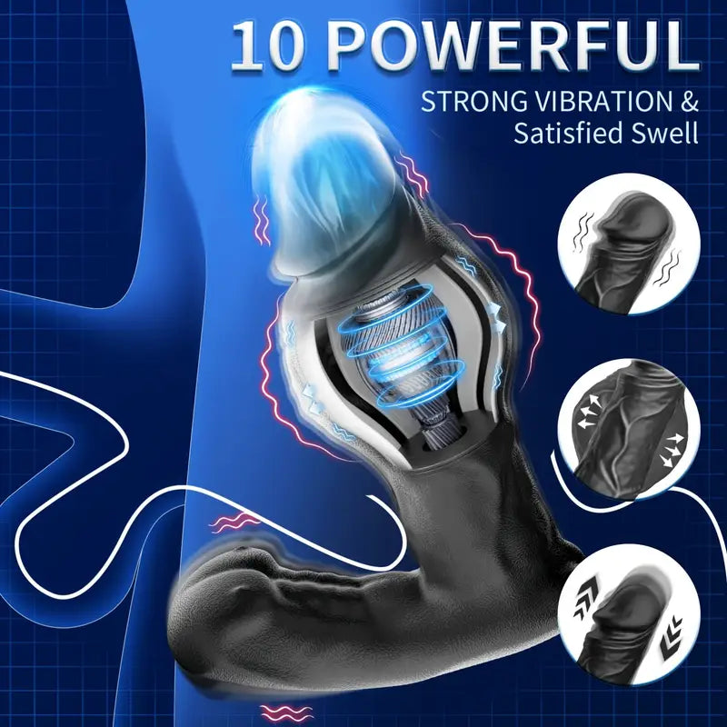 Inflatable Anal Vibrator With 3 Expanding 10 Vibratin Heating Butt Plug Sex Toy