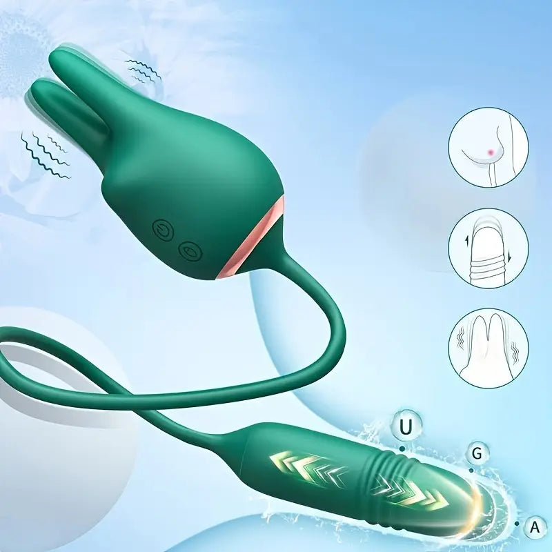 3in1 Vibrating Thrusting Vibrator Clit Nipple Anal Stimulator Juguetes Sexuale