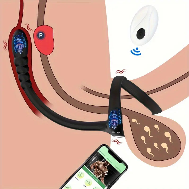 Vibrating Penis Ring Anal Plug Prostate Massage Perineal APP Control
