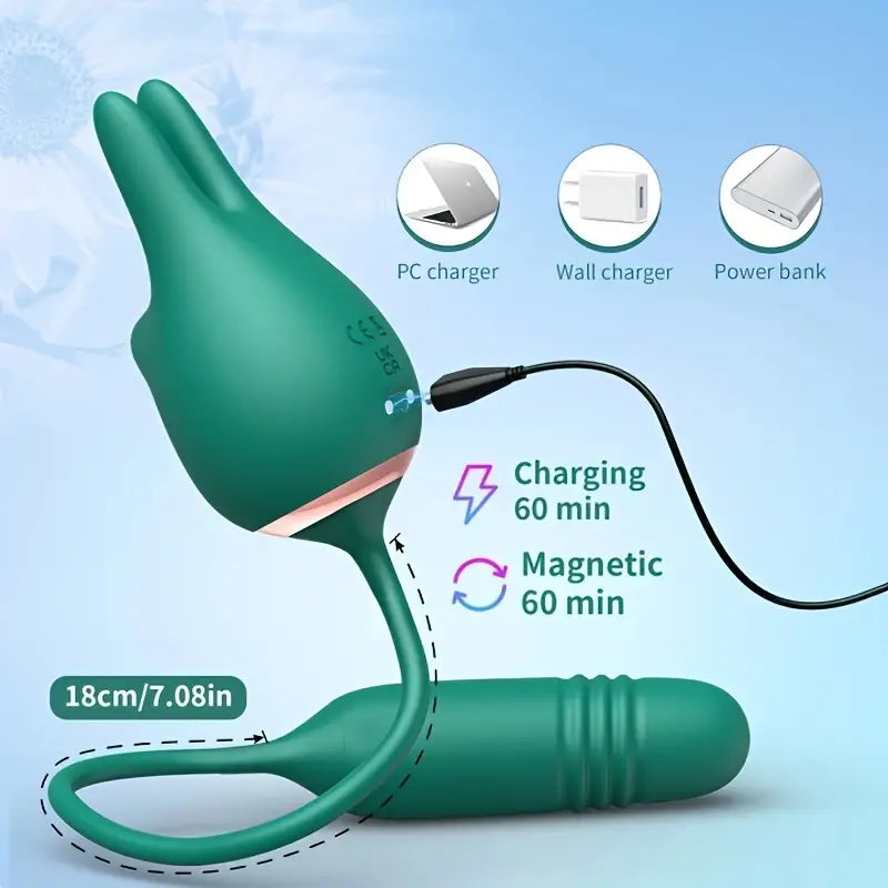 3in1 Vibrating Thrusting Vibrator Clit Nipple Anal Stimulator Juguetes Sexuale
