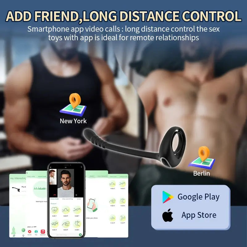 Vibrating Penis Ring Anal Plug Prostate Massage Perineal APP Control