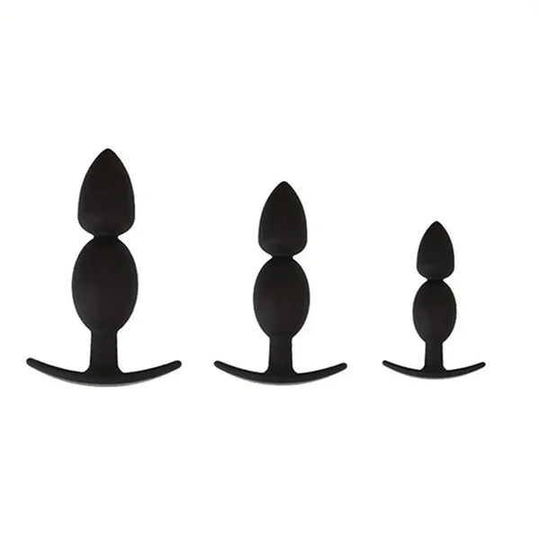 Unisex Anal Plug Set 3 Water Drop Anchor Shaped Silicone Flirting Adult Toy