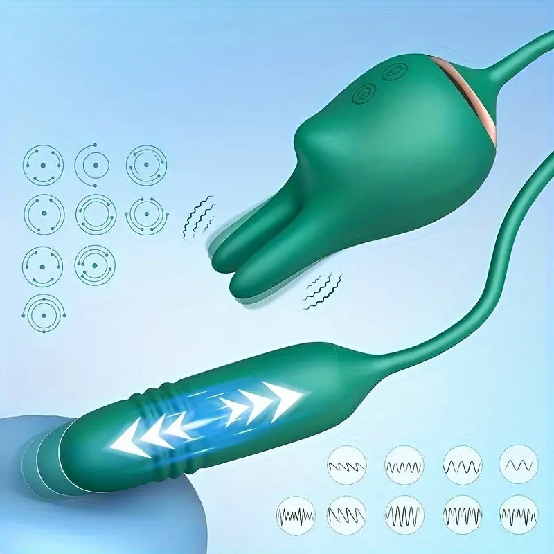 3in1 Vibrating Thrusting Vibrator Clit Nipple Anal Stimulator Juguetes Sexuale