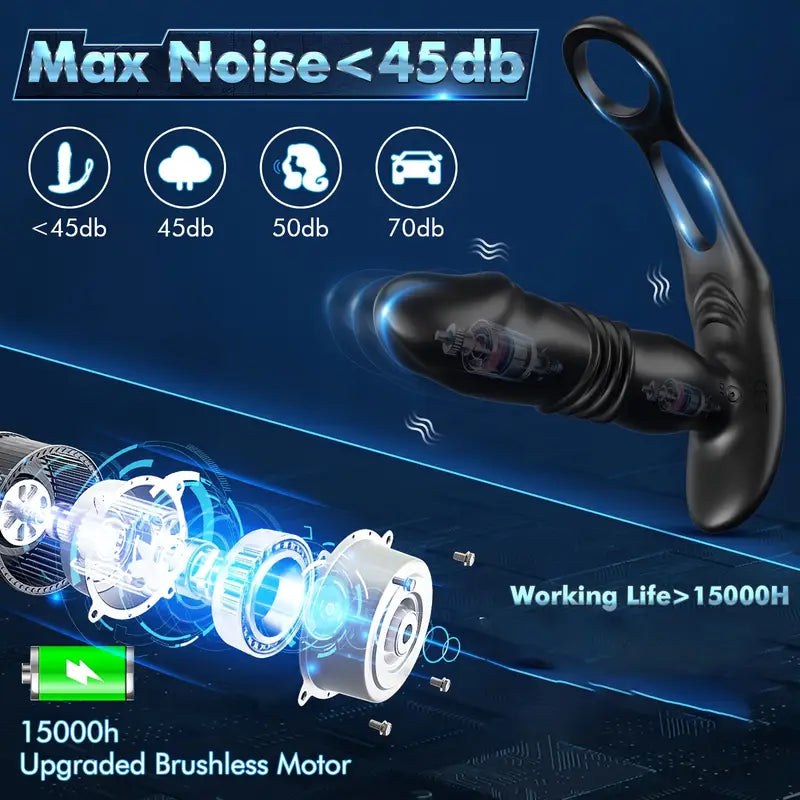 3 Thrusting Speeds 12 Vibration Modes Anal Butt Plug Dildo Massager