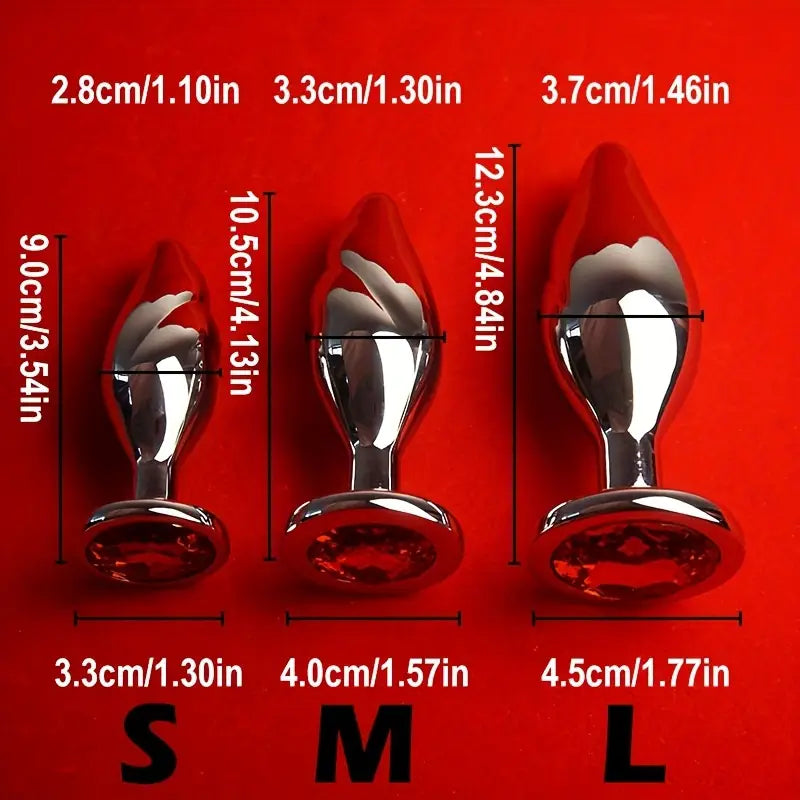 Aluminum Alloy Metal Butt Plug With Crystal Base Anal Training Trainer
