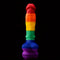 8.27in Rainbow Color Realistic Dildo Liquid Silicone Sex Toy Anal Butt Plug