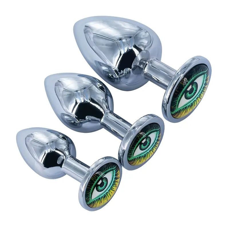 Metal Round Anal Plug With Various Pattern Sequins Alternative Toy Metal Round Anal Plug With Various Pattern Sequins Alternative Toy