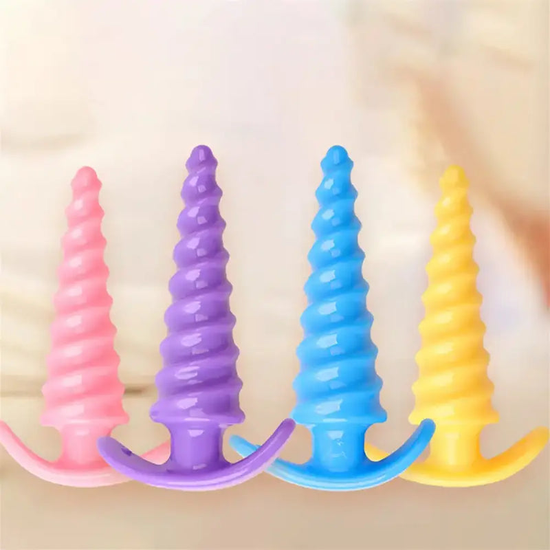 Spiral Butt Plug Anal Trainer G Spot Stimulator With Pull Handle