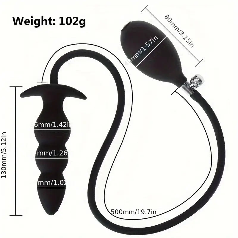 Manual Inflation Silicone Anal Plug Black Adult Toy Manual Expansion Toy