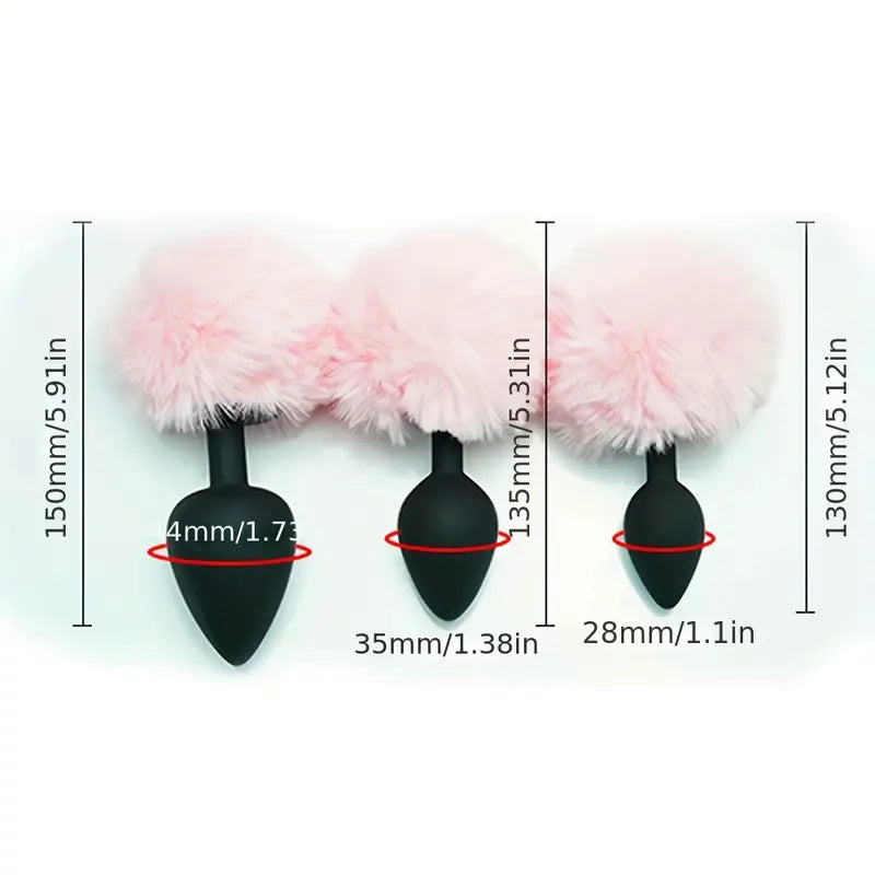 Rabbit Tail Design Three Sizes Five Colors Waterproof Butt Plug For Adults