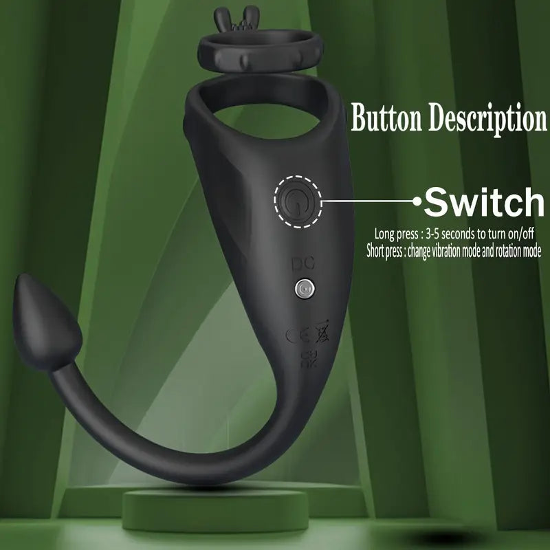 Dual Motor Wellness Vibrating Cock Ring Anal Butt Plug Ring Vibrator