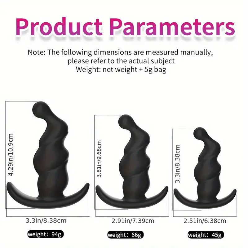 3pcs Unisex Soft Silicone Anchor Shaped Comfy Erogenous Anal Plugs