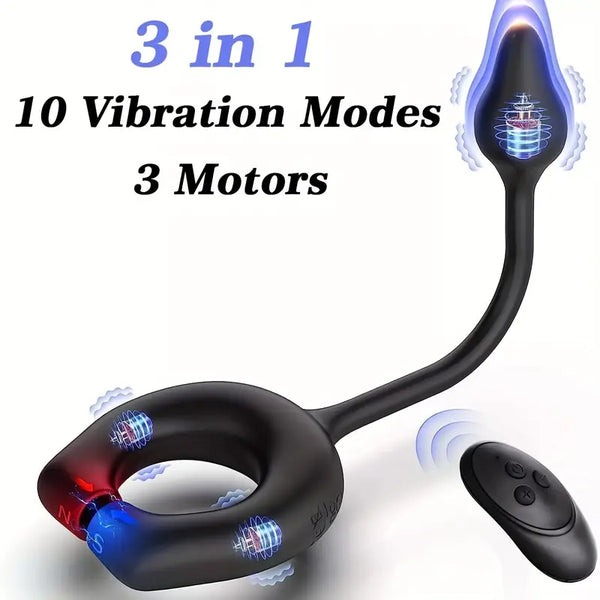 Vibrating Cock Ring With Anal Butt Plug Prostate Massage Enhanced Plea Vibrating Cock Ring With Anal Butt Plug Prostate Massage Enhanced Plea