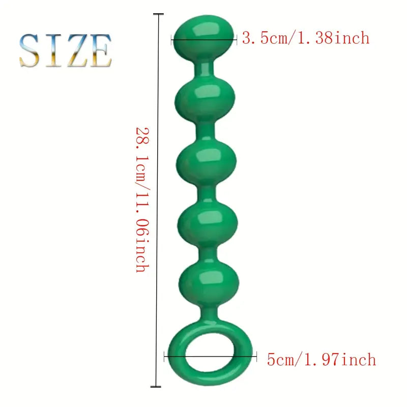 Silicone Anal Bead With 5 Balls Green Butt Plug Anal Sex Toy Pull Ring Silicone Anal Bead With 5 Balls Green Butt Plug Anal Sex Toy Pull Ring