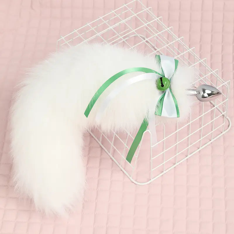 Adult BDSM White Fox Tail Butt Plug SM Metal Alternative Tail Adult Sex Toy