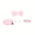 Cute Fox Tail Plug Tail With Small Butt Plug Cat Ears Collar Metal Anal Toy