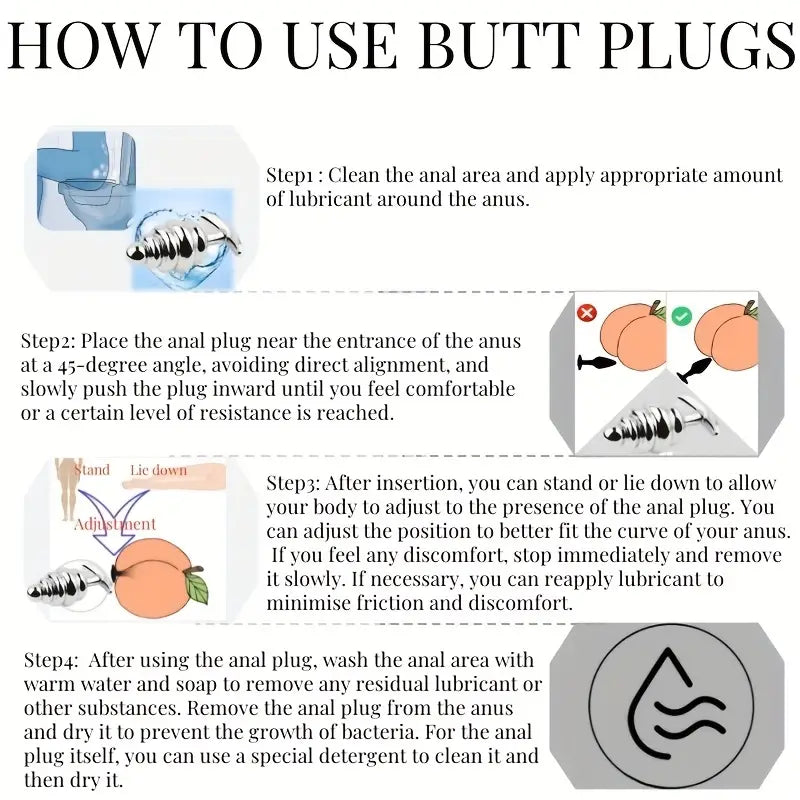 Anchor Shaped Metal Butt Plug Anal Sex Toy Threaded Metal Butt Plug