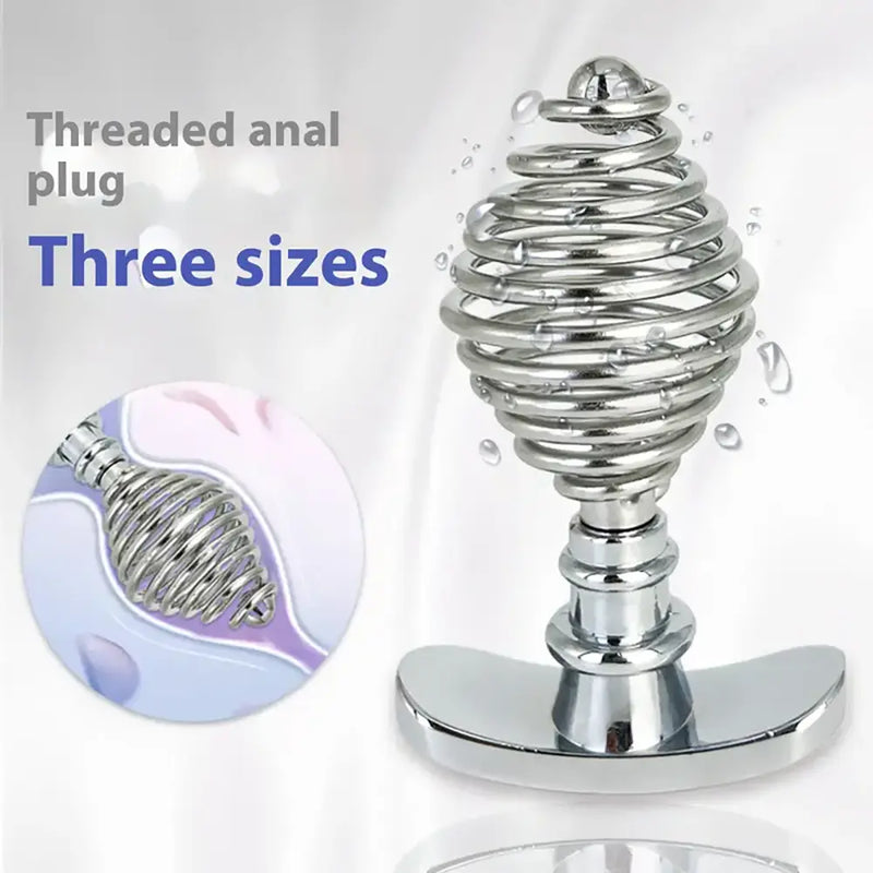 Stainless Steel Anal Plug Ribbed Stopper Design Hollow Metal Butt Plug