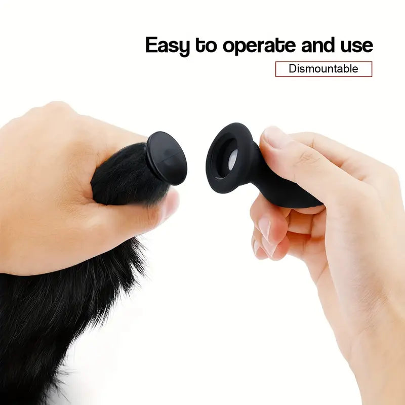 Unisex Controllable Vibrating Anal Plug Tail Detachable Role Playing Sex Toy
