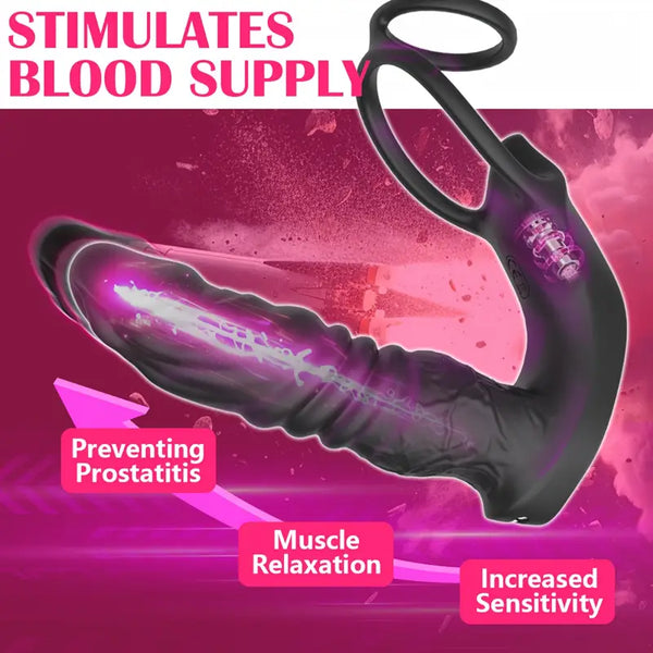 Thrusting Anal Vibrator 5-in-1 Vibrating Anal Plug Dildo Shaped Vibrator